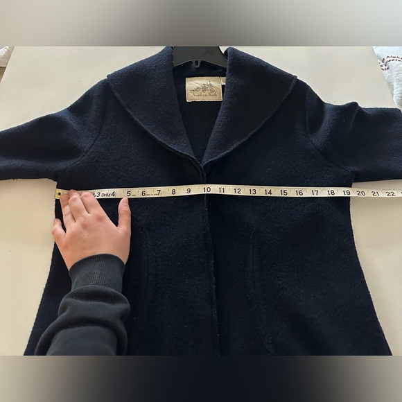 Anthropologie Angel of the North Woman M Soft Lightweight Wool Coat Navy Blue - Picture 3 of 9